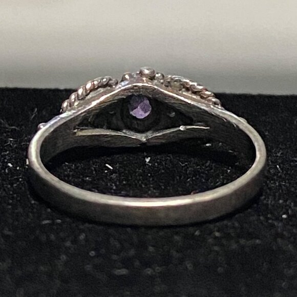 Ring Amethyst Faceted Size 5.5 Vintage Jewelry Sterling Silver Stamped 925 - Picture 6 of 12